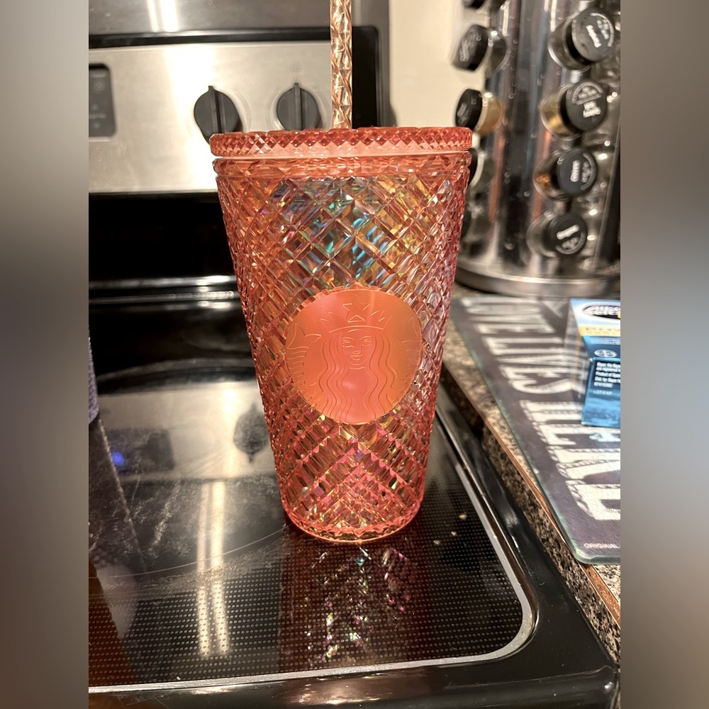 Starbucks 2021 Holiday Release Rose Gold Diamond Cut Jewel Tumbler